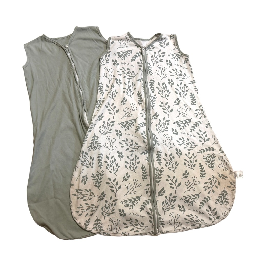 Yoofoss Sleep Sack Set Kids XL 18-24M Green White Organic Cotton 2pk SS-F-025
